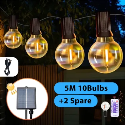 Đèn năng lượng mặt trời ngoài trời 18m G40 Đèn dây LED đèn trang trí Giáng sinh chống nước đèn cổ tích đèn rèm sân trang trí cắm trại đám cưới tiệc tùng Lễ Hội Mùa Xuân Trung Quốc đèn sân vườn