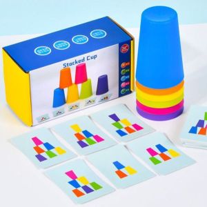 Đồ chơi giáo dục montessori rèn luyện kỹ năng phản xạ tư duy logic xếp chồng cốc chơi tương tác với phụ huynh bạn bè