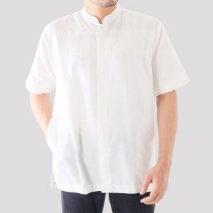 Baju Koko Muslim Poli Katun Bordir Lengan Pendek Ukuran Lengkap S M L XL XXL 3XL 4XL