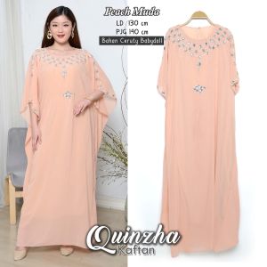 B&R  Quinzha Kaftan / Ceruty Babydoll / Busana Wanita Muslim / Allsize / Simple Mewah / Lengan Bukaan Atas / Payet Full / Bahan Nyaman / Kaftan Hits