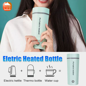 House Life Portable Travel 350ML Electric Kettle for Car Home 304 Stainless Steel Mini Electric Heating Cup Bottle Anti-Spill Leak Proof Auto Shut-Off Making Tea Coffee 便携熱水壶