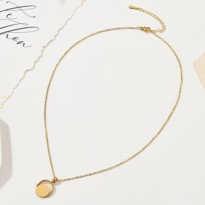 Round Double Sided Rotatable Name Id Engraving Necklaces for Jewelry Making Women Adults Wedding Supplies Craft