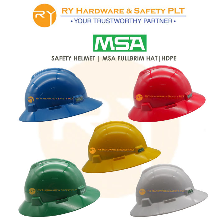 MSA USA HELMET FULL BRIM V-GARD PROTECTIVE HAT WITH RATCHET HARDNESS ...