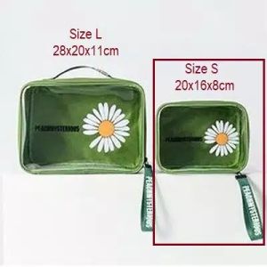 Tas kosmetik  make up dan alat mandi TRANSPARAN DAISY motif bunga ( bisa COD / bayar ditujuan )