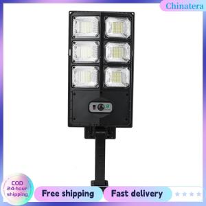 [Chinatera Flagship Store]Solar Street Lights Outdoor W/ Motion Sensor and Remote LED Dusk To Dawn Flood Light for Yard Parking Lot Courtyards
