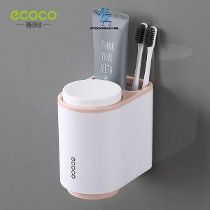 SR99. ECOCO Wall Mount Toothbrush Holder Tooth Cup Toothpaste Toothbrush Rack Bathroom Accessories