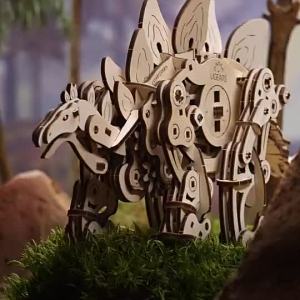 UGEARS Stegosaurus Jurassic 3D Mechanical Model Wooden Puzzle DIY Kits for Adults Kids Birthday Gift Present Toys Xmas
