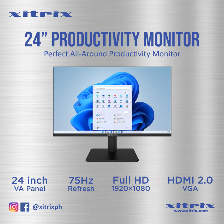 Xitrix Monitor Xitrix WFP-2413 24 inch VA Professional 75Hz Full HD Bezel Less Monitor ...