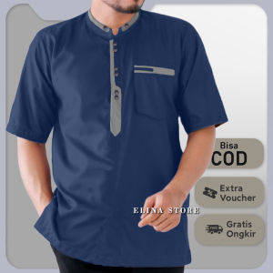 Atasan Muslim Pria Baju Koko Sultan Mewah Kokoh Dewasa Lengan Pendek Model Terbaru Bahan Katun Ukuran M L XL XXL