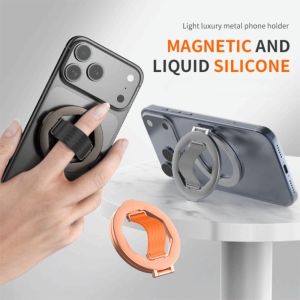 KEYOOL 360° Rotatable ic Phone Grip Stand Portable Silicone Strap Detachable Ring Kickstand High Quality Metal Phone Loop Holder