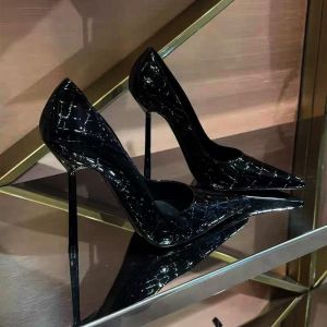 Free Shipping Black High Heels For Women New Spring/Autumn Collection Featuring A Stone-Patterned Textured Finish Elegant And High-Quality Suitable For Professional And Casual Wear