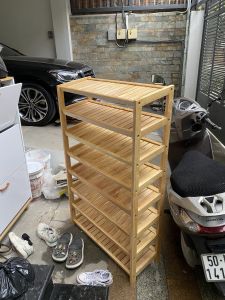 Kệ dép 8 tầng ngang 80cm gỗ cao su hàng lắp ráp đang năng tiện dụng - Ori House