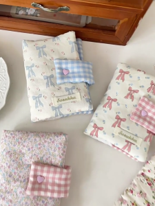 Creative Bows Writing Pad Protector Flower Print Notebook Cover Diary Protective Case For School Supplies Storage