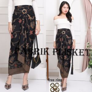 [KL Ready Stock] Batik Lilit Plisket Free Buckle Wrap Skirt Pareo Drawstring Kebaya Skirt Graduation Flora Event Skirt