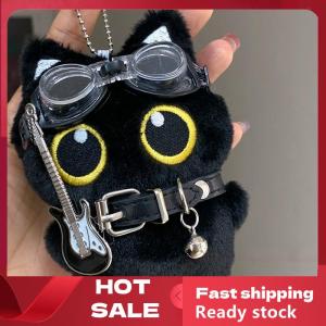 🚚【Local Express Delivery】🚚 Cute Cartoon Plush Black Cat Keychain Swimming Goggles Cat Stuffed Toys Bag Pendant Hangings Ornament Creative Doll Keyring Gift