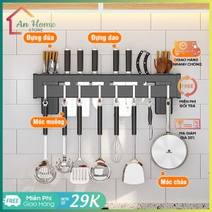 Kệ Sắt Cài Dao Dán Tường Giá Treo Dao Kéo Kệ Để Đồ Nhà Bếp Dán Tường Đa Năng