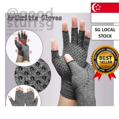 [SG FREE ] 1 Pair Compression Arthritis Gloves Premium Arthritic Joint Pain Relief Hand Gloves Therapy Open Fingers Com