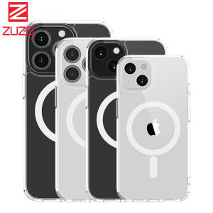 Ốp lưng Zuzg nam châm mạnh rõ ràng cho iPhone 16Pro Max ~ 12 Series 11 Pro Max Mini X XS 8 7 [không màu vàng] [Bảo vệ chống rơi lớp triệu] tương thích với vỏ mỏng bảo vệ chống sốc MagSafe