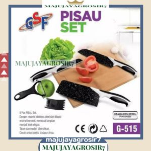 PISAU SET GSF 515 / PISAU SET BATU MAIFAN 5 PCS / PISAU TAJAM GRANITE HITAM 5 IN 1 GSF G-515 / GSF G 515 / GSF 515