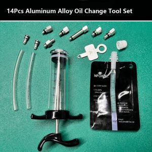 CHUAN 14Pcs/set Đa phong cách Bộ dụng cụ thay dầu Hợp nhôm Nhựa Phụ kiện Xả dầu phanh đĩa thủy lực Dụng cụ xả khí thải Thích hợp cho xe đạp điện và xe tay ga điện