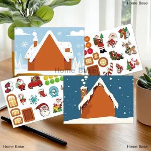 [COD] Home Base 8แผ่นสติกเกอร์ตกแต่งงานปาร์ตี้สำหรับเด็กสติกเกอร์ปริศนาคริสต์มาสสร้างเกมจิ๊กซอว์ซานตาคลอส DIY