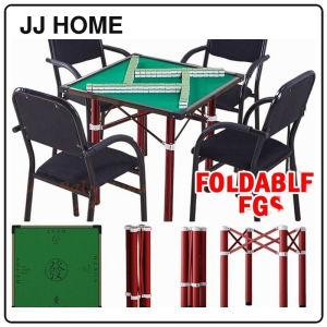【JJ HOME】Super Stable Mahjong Table with Stainless Steel Legs Foldable Ashtray Portable
