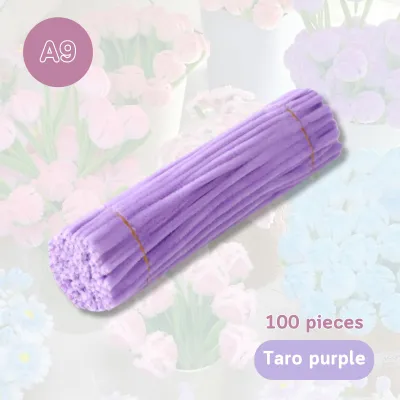 Colorful Dense fuzzy wire pipe cleaner craft flower Chenille Stem Childrens Handmade DIY Ingredients Wool Strip Macaron
