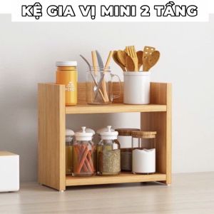 FREESHIP Kệ Gia Vị Mini 2 Tầng Tự Lắp Ghép Kệ Nhà Bếp Gỗ MDF Tatana PK010