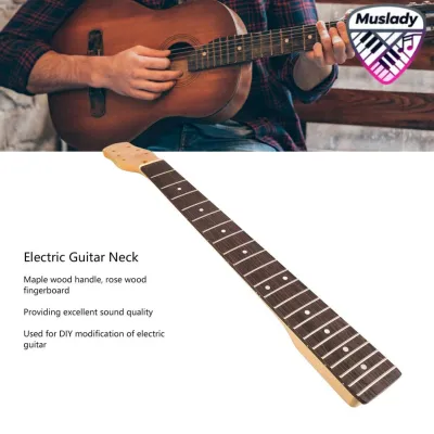 MUSLADY คอกีตาร์ไฟฟ้าอะไหล่ 22 Frets ฝีมือดีสวมใส่ความต้านทานคุณภาพเสียงกีตาร์ Fretboard สำหรับ DIY เครื่องดนตรี
