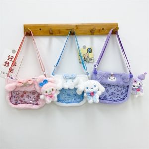 Sanrio Plush Cinnamon Roll Melody Beauty Plush Bag Girl Transparent Cartoon Anime Doll Birthday Gift