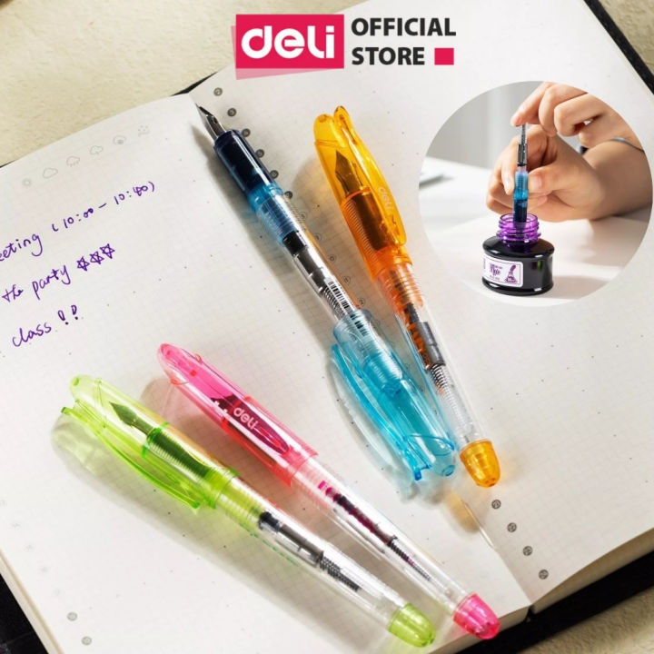 Bút máy học sinh Deli, bút mực luyện viết chữ đẹp, bút mực có ống bơm ...