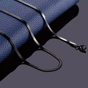 Kalung Titanium Gold Silver Gepeng Pria Wanita Anti Karat