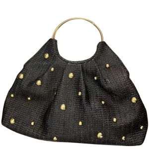 Boho Beaded Straw Handbag Elegant Circle Handle Clutch Purse Summer Beach Woven Tote Womens Rattan Evening Bag For Wedding Bag2026