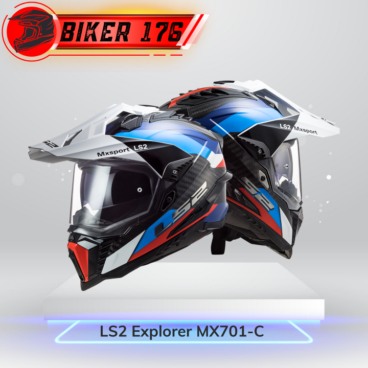 Tặng PINLOCK] Mũ bảo hiểm Dual Sport LS2 MX701 C Explorer Carbon