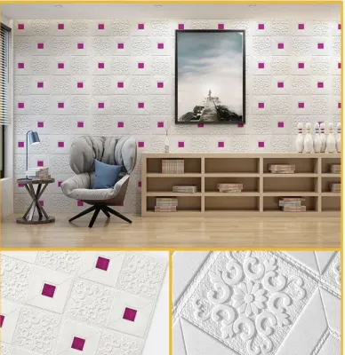 wallpaper dinding 3D foam motif batik anti air dan tahan panas
