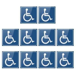 Disabled Wheelchair Symbol Compliant Handicap Access Sign Pack of 10Blue Window Sticker Decal 3/4