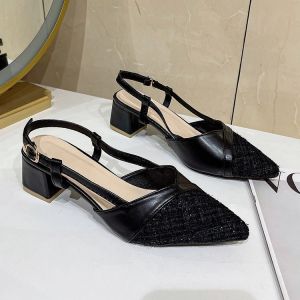 [Free Shipping] Baotou Chunky Heel One-Strap Sandals 2026 New Collection Pointed-Toe High-Heeled Sandals Elegant And Available In Larger Sizes