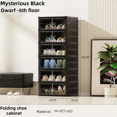 Transparent non installed shoe box foldable frame dustproof cabinet with wheels plastic box bedside shoe cabinet