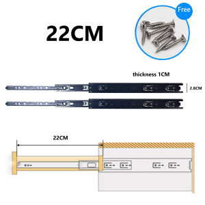 WJT Drawer Guide Drawer Slide 2 pcs  3 Fold Full Extension Steel Ball Bearing Heavy Duty roller drawer slider With Screw