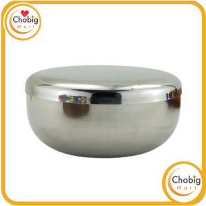 CHOBIG Set Mangkok Nasi Perak Emas dengan Tutup Korea Sujeo Stainless Steel PREMIUM Bowl