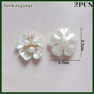 tuokaiguoji 2Pcs Hoa Ngọc Trai Rhinestone Nút Thủ Công Quần Áo Hợp Kim Kim Loại May Nút Cho Tóc Phụ Kiện Trâm Tự Làm Trang Trí