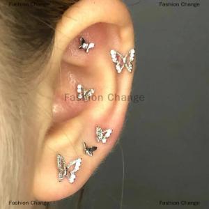 [COD] Fashion Change 1PC 1Set Cute Puppy Paw Zircon Butterfly Ear Bone Nail Studs New Fashion Luxury-Style Ear Jewelry For Women Y2K Earrings Gift