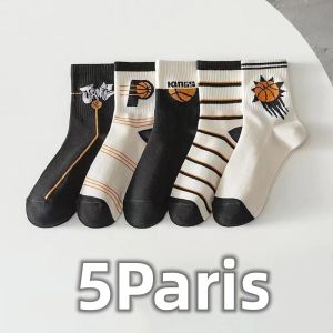 15/20pairs plain printed mid socks cotton women and men cotton Korean fashion iconic socks
