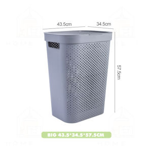 READY STOCK❤️45L/60L Laundry Japanese Style Thickened Plastic Laundry Basket with Cover Laundry Basket Dirty Clothes Basket with Lid Plastic Big Capacity Storage