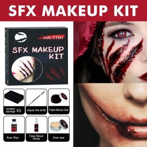 SG Stock 8pcs Set Jue Fish Pro Makeup Kit Halloween Special Effect Stage Wound Scar Wax Vampire Cosplay Blood Body Paint
