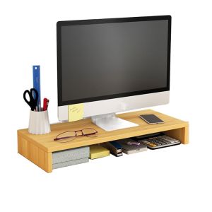 SELLYER Stable Base Wood Computer Stand Easy Assemble Eyesight Protection Elevated Computer Holder Practical Protect Cervical Spine Office Laptop Riser Home