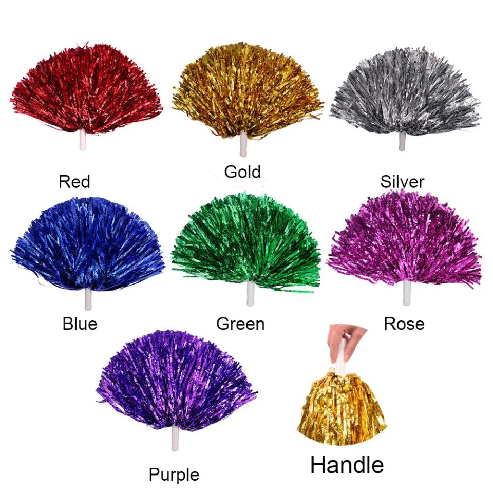 1PC/1Pair Plastic Handle Metallic Streamer Pompoms Cheerleading Cheering  Pom Pom Ball Cheering Dance Decorator Club Sport Supply - AliExpress