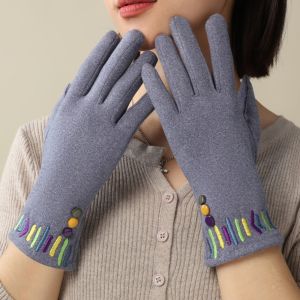GENENIC Solid Color Women Suede Velvet  Gloves Full Finger Thickened Winter Mittens Fashion Plush Touch Screen Gloves Ladies