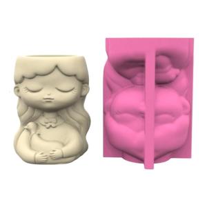 Multi Purpose Silicone Mold For DIY Crafts Resin Planter With Girl Design Grade Flower Pot Making Mould