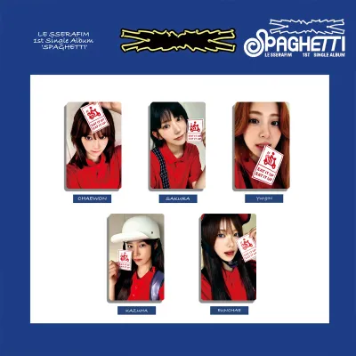 AM 5PCS/Set LE SSERAFIM LOMO Card Single Album SPAGHETTI Postcards Collection KIM CHAEWON Peripheral MA